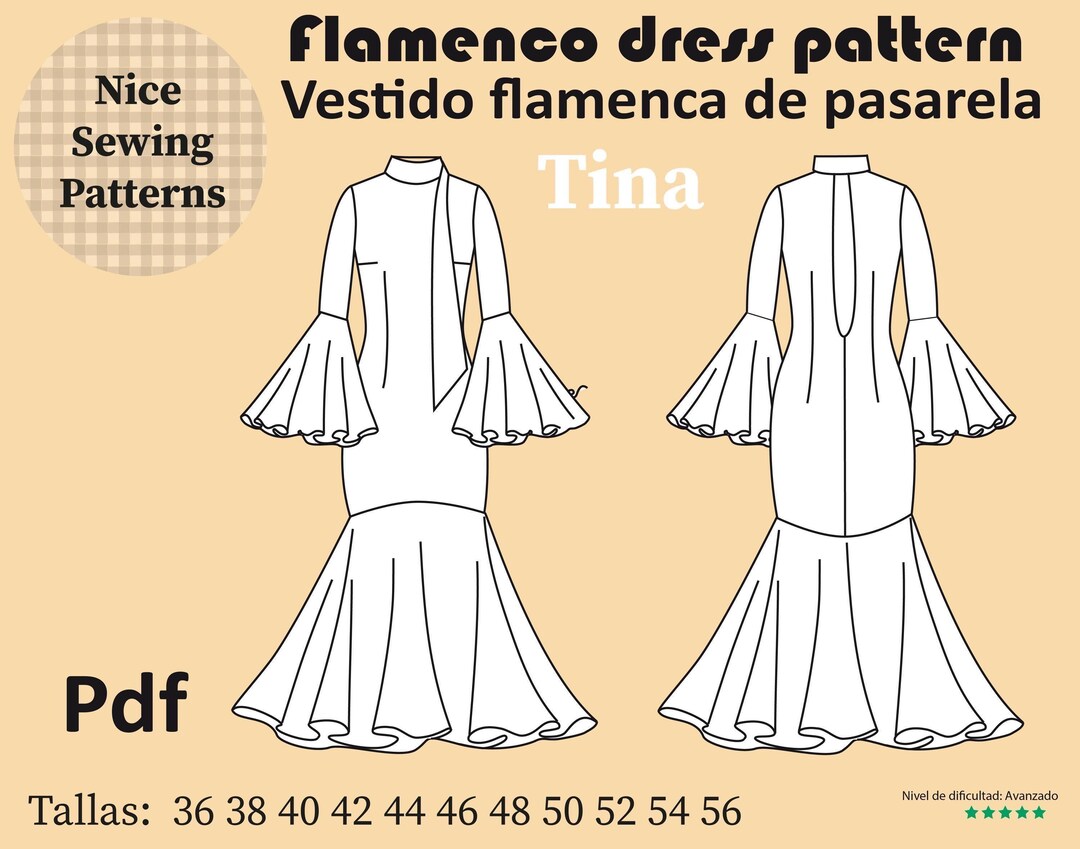Flamenco Dress Pattern tina downloadable Pdf Sizes 36 56 No flamenco-dress-pattern-tina-downloadable-pdf-sizes-36-56-no
