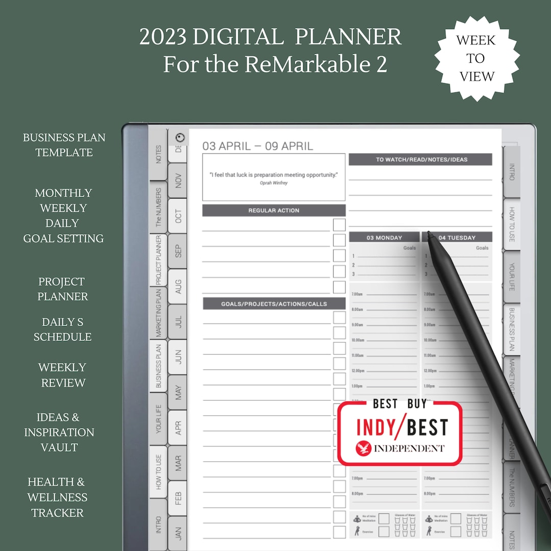 2023 Remarkable 2 Business Planner LEFT HANDED 2023 Remarkable Weekly