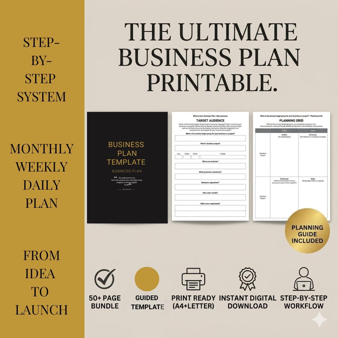 Business Plan Template | Step-by-step Guide (digital Download) - Etsy