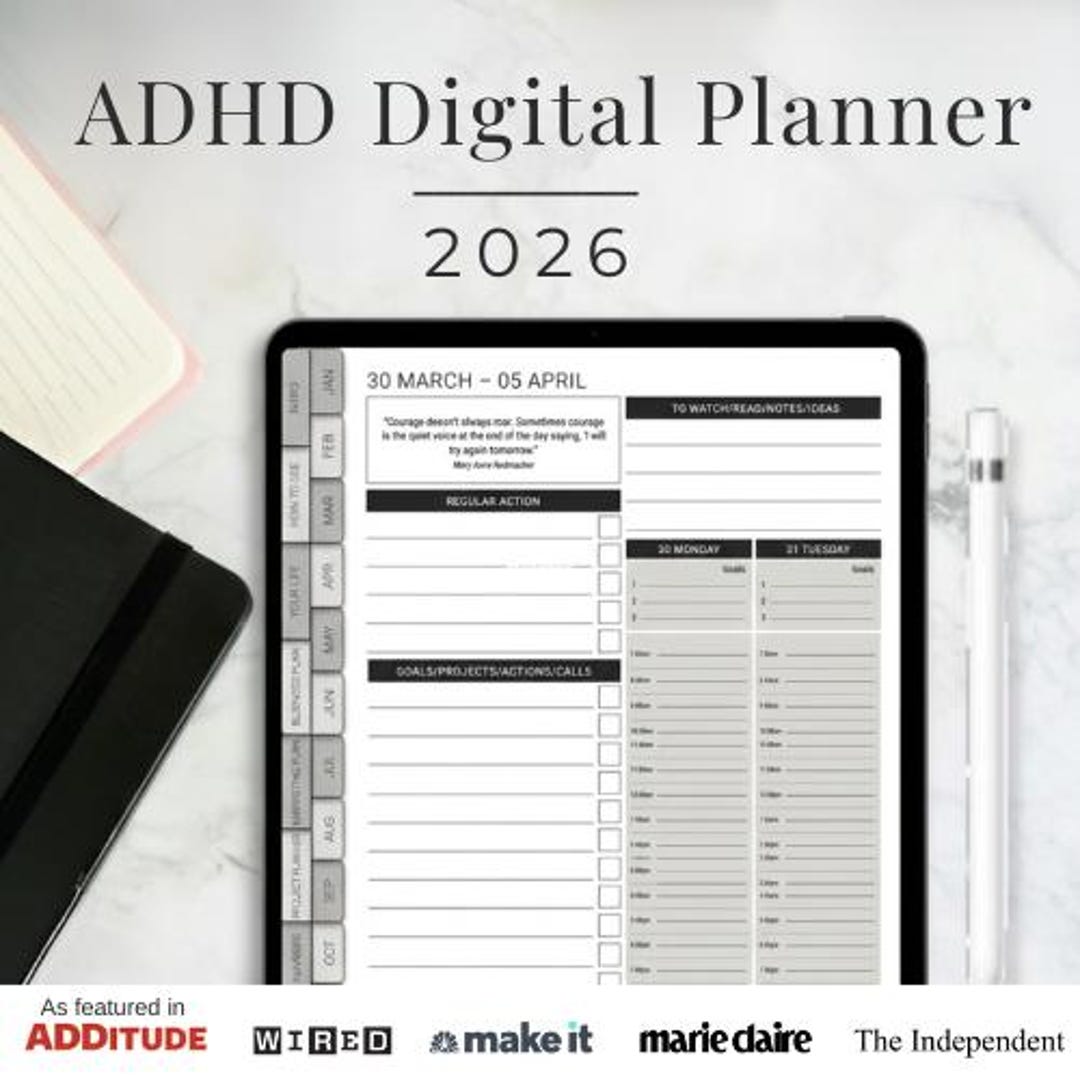 ADHD Digital Planner 2026 | Goodnotes Planner | iPad Planner ...