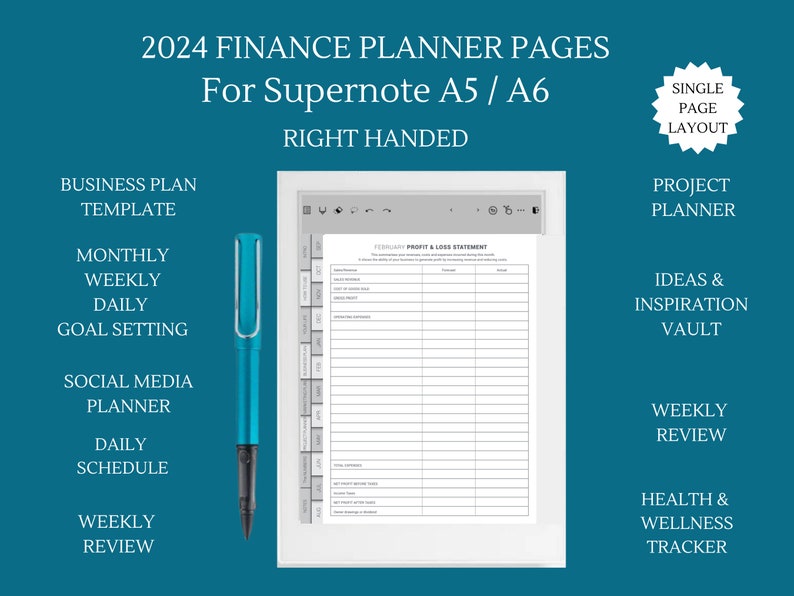 2024 Digital Business Planner for SUPERNOTE A5 A6 Portrait - Etsy