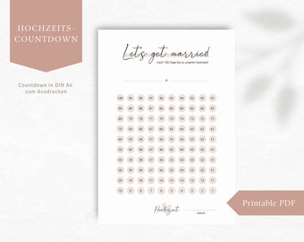 Wedding countdown to print out yourself in DIN A4, digital download, printable PDF file
