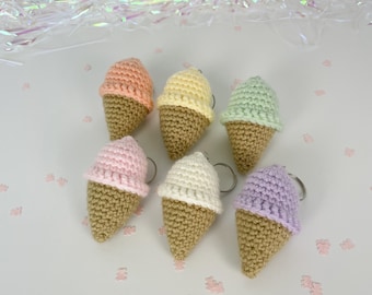 Ice Cream Cone Keychain, Ice Cream Crochet, Crochet Keychain, Backpack Accessory, Purse Accessory, Girls Gift, Hand-Made Crochet Keychain