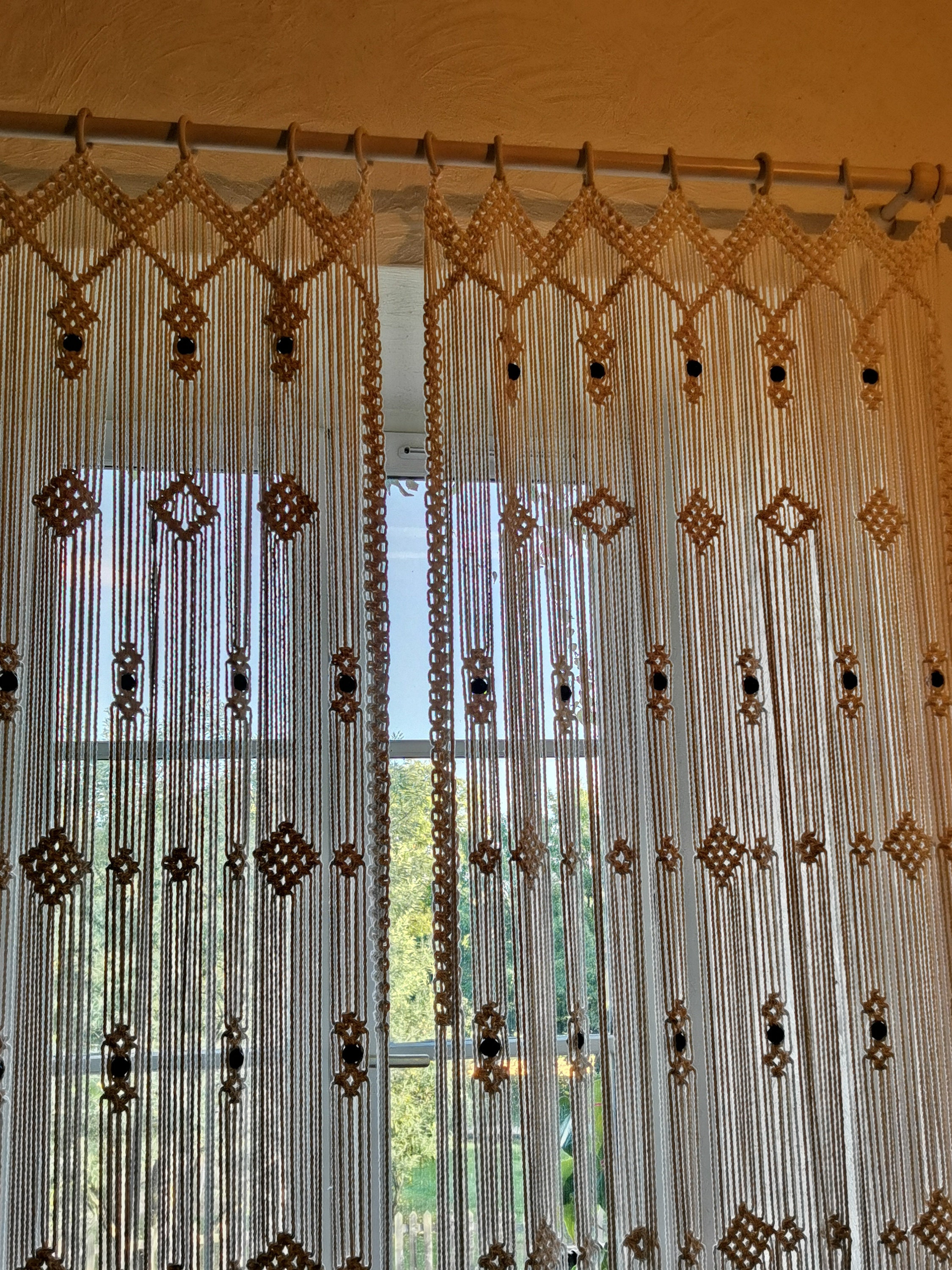 Rideau 90x200, cantonnière de fenêtre en macramé, rideau de fils