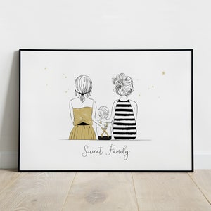 Personalized Family Poster, Personalized Birth Gift, Bixesuel Family, Custom Family Poster, Artprint, Original Christmas Gift