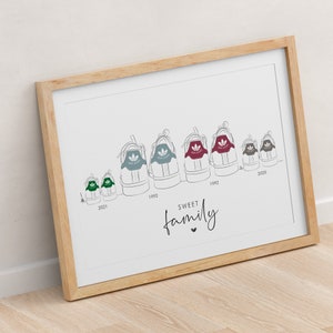 Family portrait - Personalized family poster - Stan Smith sneakers illustration - Mother's Day gift - Family shoes poster