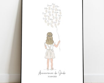"Fingerprint Tree" Poster - Baptism Poster - Birthday Keepsake - Communion Illustration - Guest Fingerprints