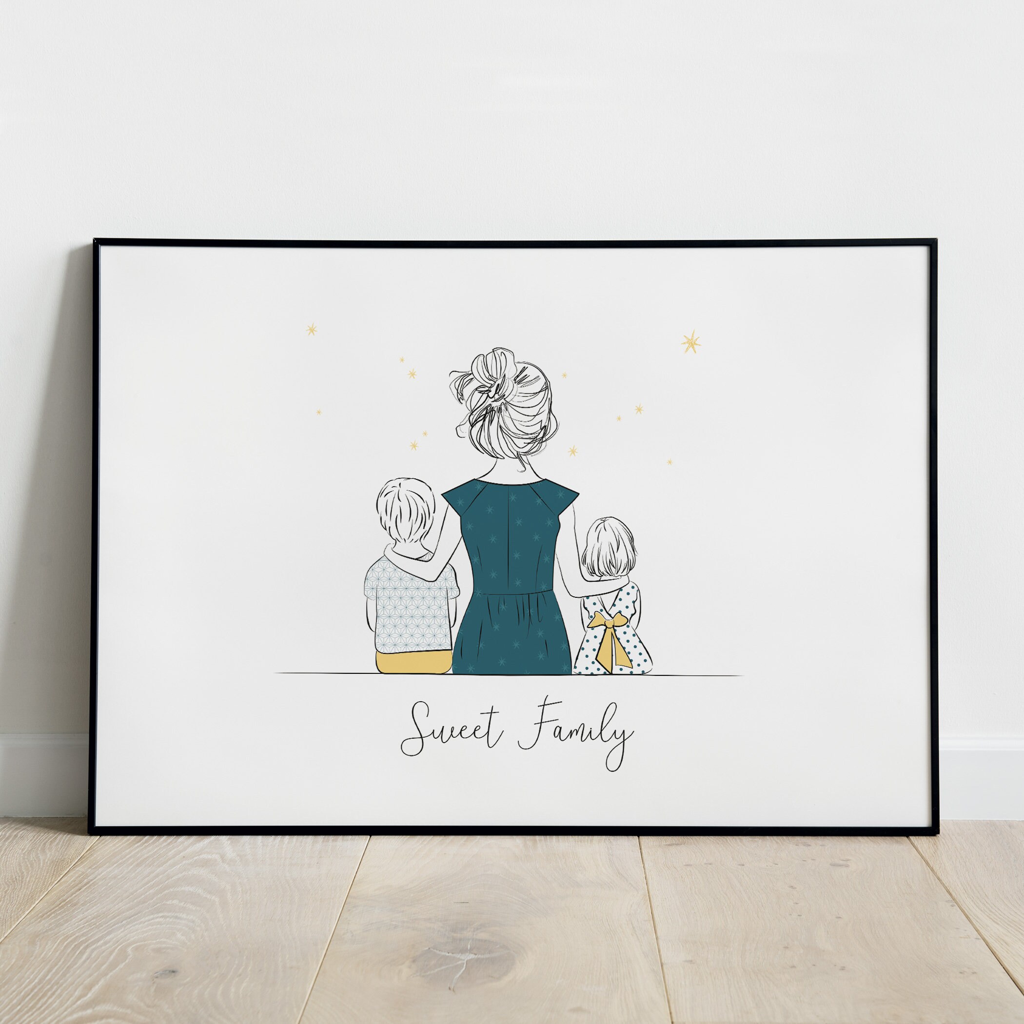 Affiche Personnalisée Famille, Décoration Chambre Enfant, Mother's Day, Cartel Familiar Personalizad