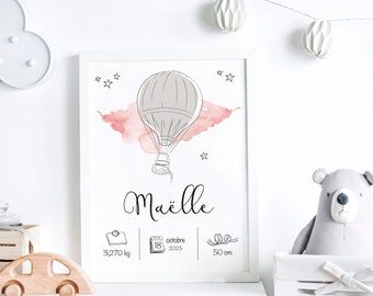 Personalized birth poster, Baby/child room decoration, Artprint, Birth present poster, birth gift