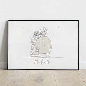 Día del padre, Afiche familiar personalizado, Decoración familiar, Regalo familiar personalizado, Ilustración familiar, Nombre personalizado, Artprint