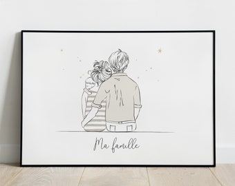 Father's day, Personalized family poster, Family decoration, Personalized family gift, Family illustration, Custom name, Artprint