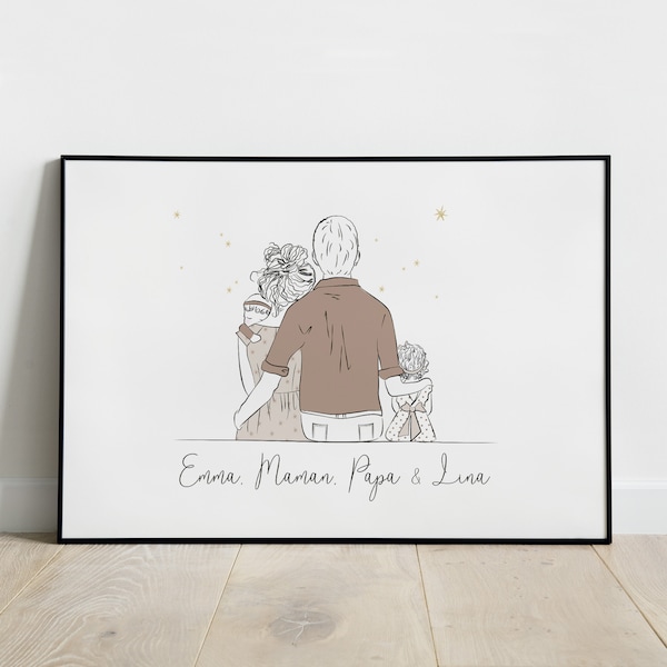 Personalized family poster, personalized family portrait, Birth gift, Mother's Day, Custom family portrait, Mother's day, deco