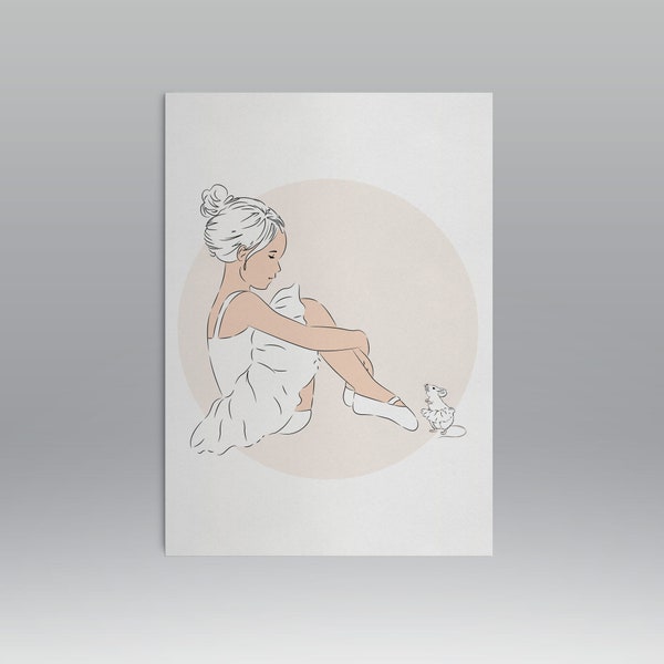 Dancer poster with tutu, Girl's room decoration, Artprint, Little ballerina, Little opera rat