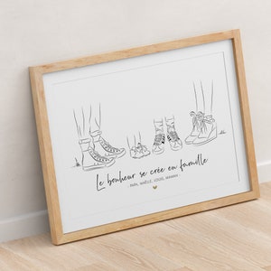 Personalisiertes Familienposter, Schuhfamilie, individuelles Familienposter, Großmuttertag, Schuhfamilie, Familienportrait