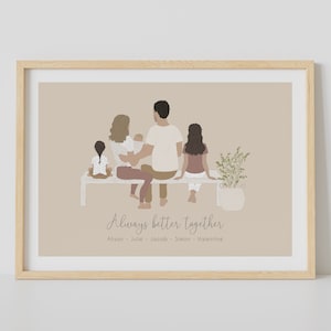 Affiche "Portrait de famille" - Affiche famille personnalisée - Illustration famille personnalisable  - Cadeau Noël - Custom family portrait