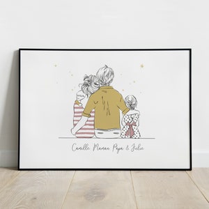 Personalized family poster, Children's room decoration, Personalized birth gift, mother's day, Custom family, mother's day