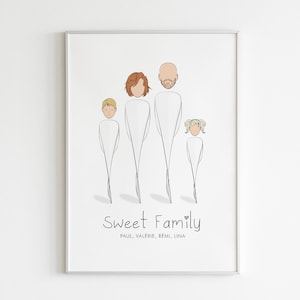 Personalized family poster, Family sketch, Custom family poster, Personalized Christmas gift, Original Christmas gift, Father's Day