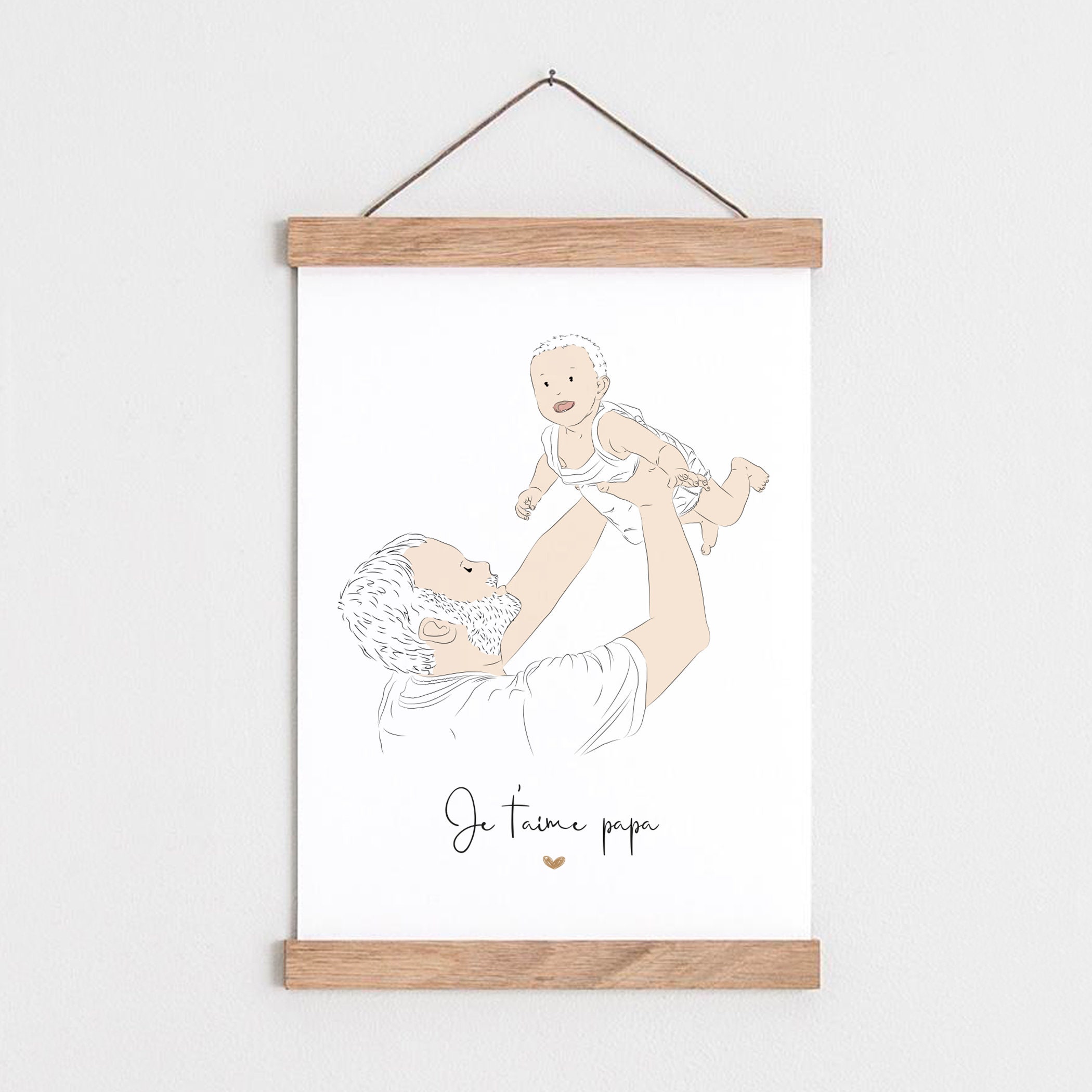 Affiche Personnalisée Fête Des Pères, Portrait Personnalisable Enfants, Father's Day, Cartel Familia