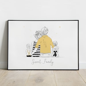 Personalized Family Poster, Personalized Gift, Custom Name, Artprint, Family Illustration, Poster, Father's Day