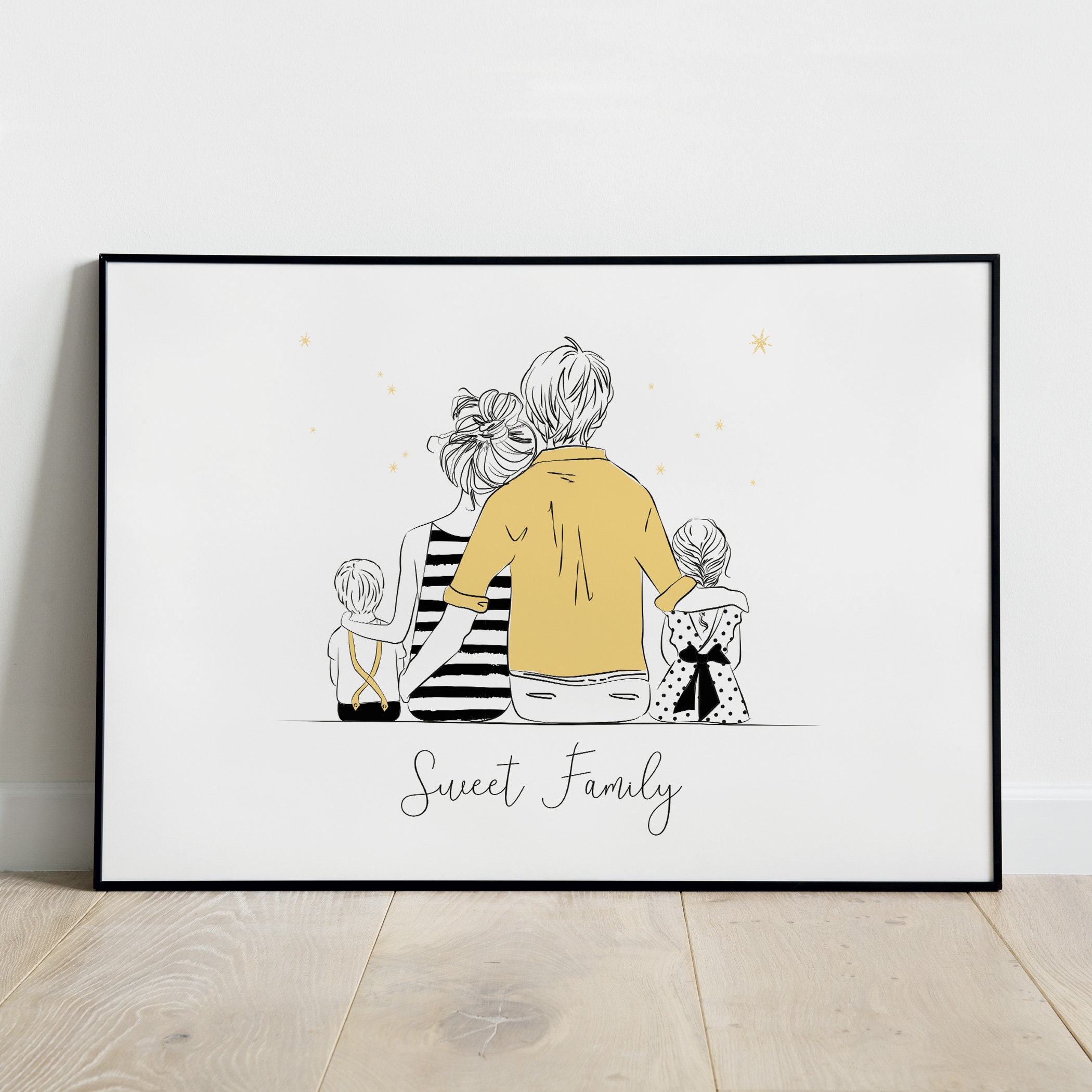 Affiche Personnalisée Famille, Cadeau Personnalisé, Custom Name, Artprint, Illustration Poster, Fête