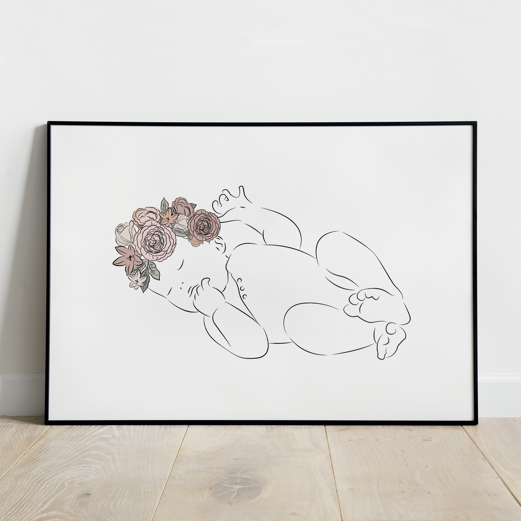 Affiche Bébé, Baby Poster, Newborn Baby, Affiche Personnalisée Nouveau Né, Douceur, Portrait Drawing