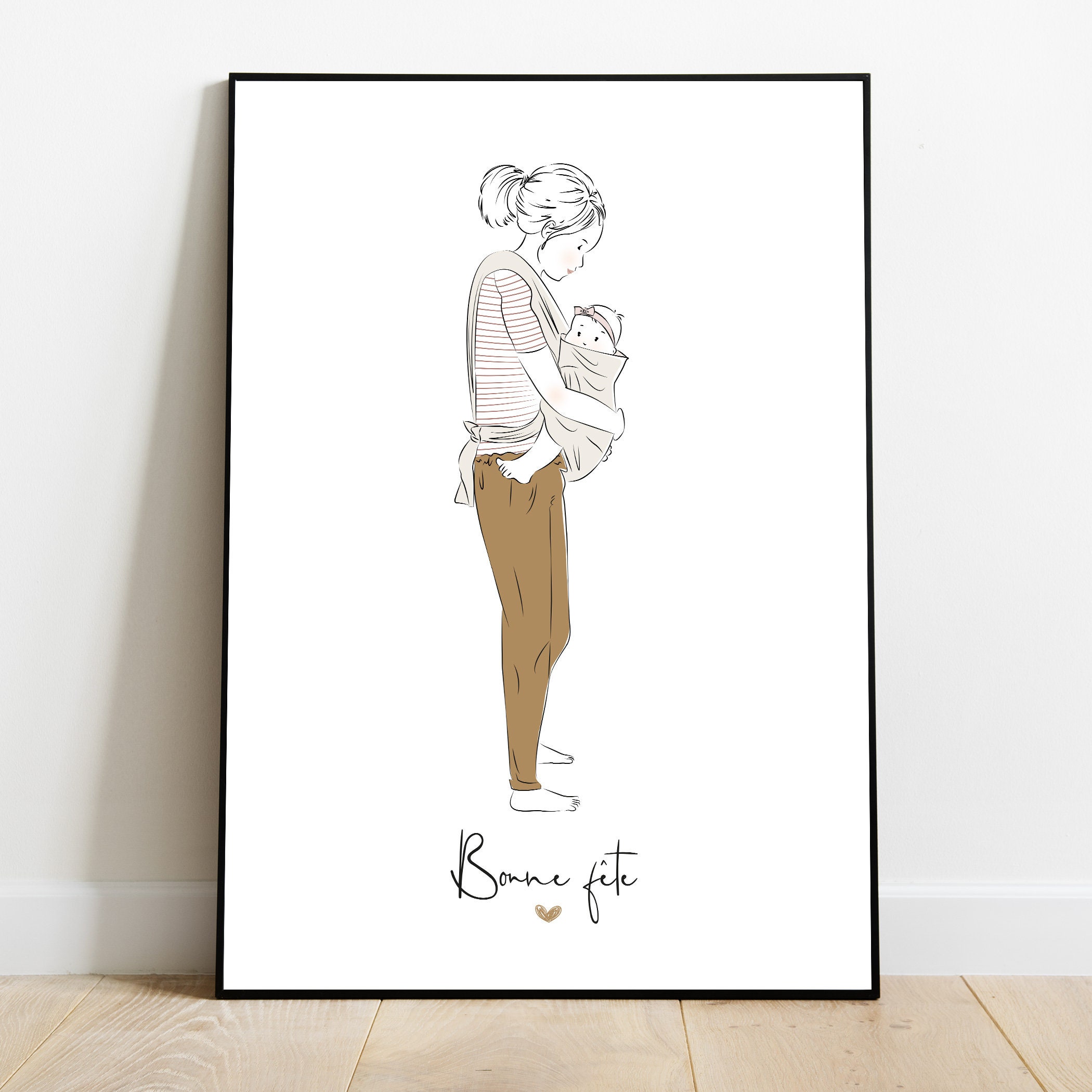 Affiche Personnalisée Fête Des Mères, Portrait Bébé, Mother's Day, Poster Of Mother & Baby, Custom F