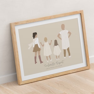 Affiche Famille Super héros - Poster famille personnalisée - Illustration famille avec pouvoirs - Cadeau fête des mères - Personne avec cape
