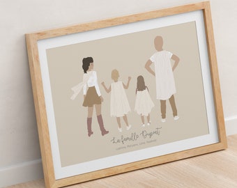 Super hero family poster - Personalized family poster - Family illustration with powers - Mother's Day gift - Person with cape