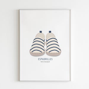 Cartel de alpargatas, Ilustración de alpargatas, Regalo de Navidad, Dibujo de zapatos, Cartel del País Vasco