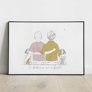 Póster familiar personalizado, póster de papá y pareja, Día del Padre, póster de gemelos, nombre personalizado, pareja de hombres, pareja de hombres