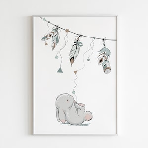 Póster de conejo, Decoración dormitorio bebé/niño, Artprint