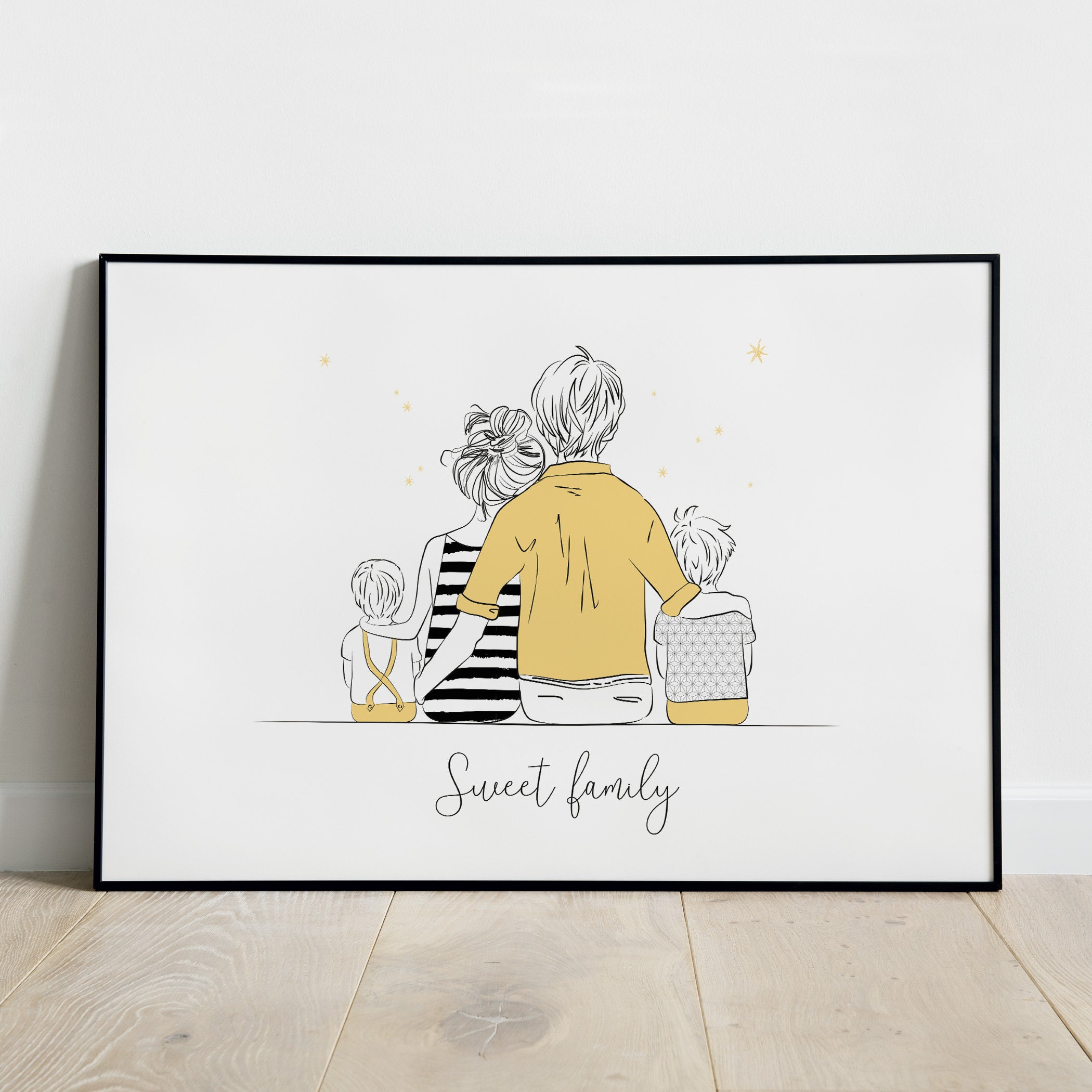 Affiche Personnalisée Famille, Décoration Chambre Enfant, Cadeau Personnalisé Naissance, Fête Des Mè