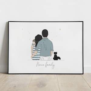 personalized family portrait, Children&#39;s room decoration, Birth gift, mother&#39;s day, father&#39;s day, Custom family, mother&#39;s day