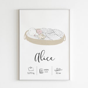 Póster de nacimiento de bebé personalizado, decoración de habitación de bebé/niño, impresión artística, póster de regalo de nacimiento de bebé, regalo de nacimiento de bebé