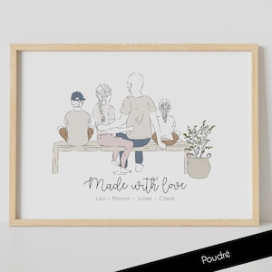 "Family portrait" poster - Personalized family poster - Customizable children's illustration - Mother's Day gift - Baby