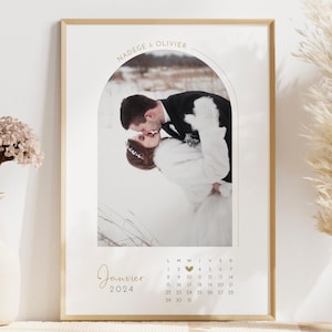 Cartel de pareja con fecha, Cartel de boda personalizado, Cartel de primer encuentro, Regalo de pareja de Navidad, Regalo de nacimiento con calendario