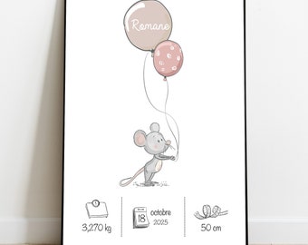 Personalized birth poster, Baby/child room decoration, Artprint, Birth present poster, birth gift