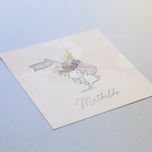 Birth announcement pack - Bunny flowers (from 0.83 eur/unit)