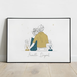 Póster familiar personalizado, decoración de habitación de bebé/niño, regalo de nacimiento de gemelos, Día de la Madre, Día del Padre, nombre personalizado