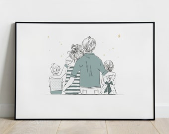 Póster familiar personalizado, decoración de dormitorio de bebé/niño, regalo de nacimiento, día de la madre, día del padre, nombre personalizado, Artprint