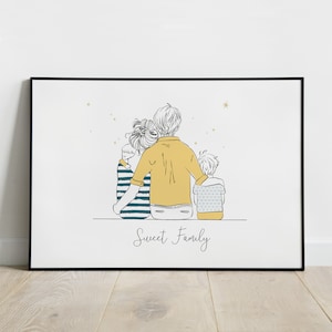 Personalized Family Poster, Baby/Children's Room Decoration, Personalized Birth Gift, Father's Day Gift, Custom Name, Artprint