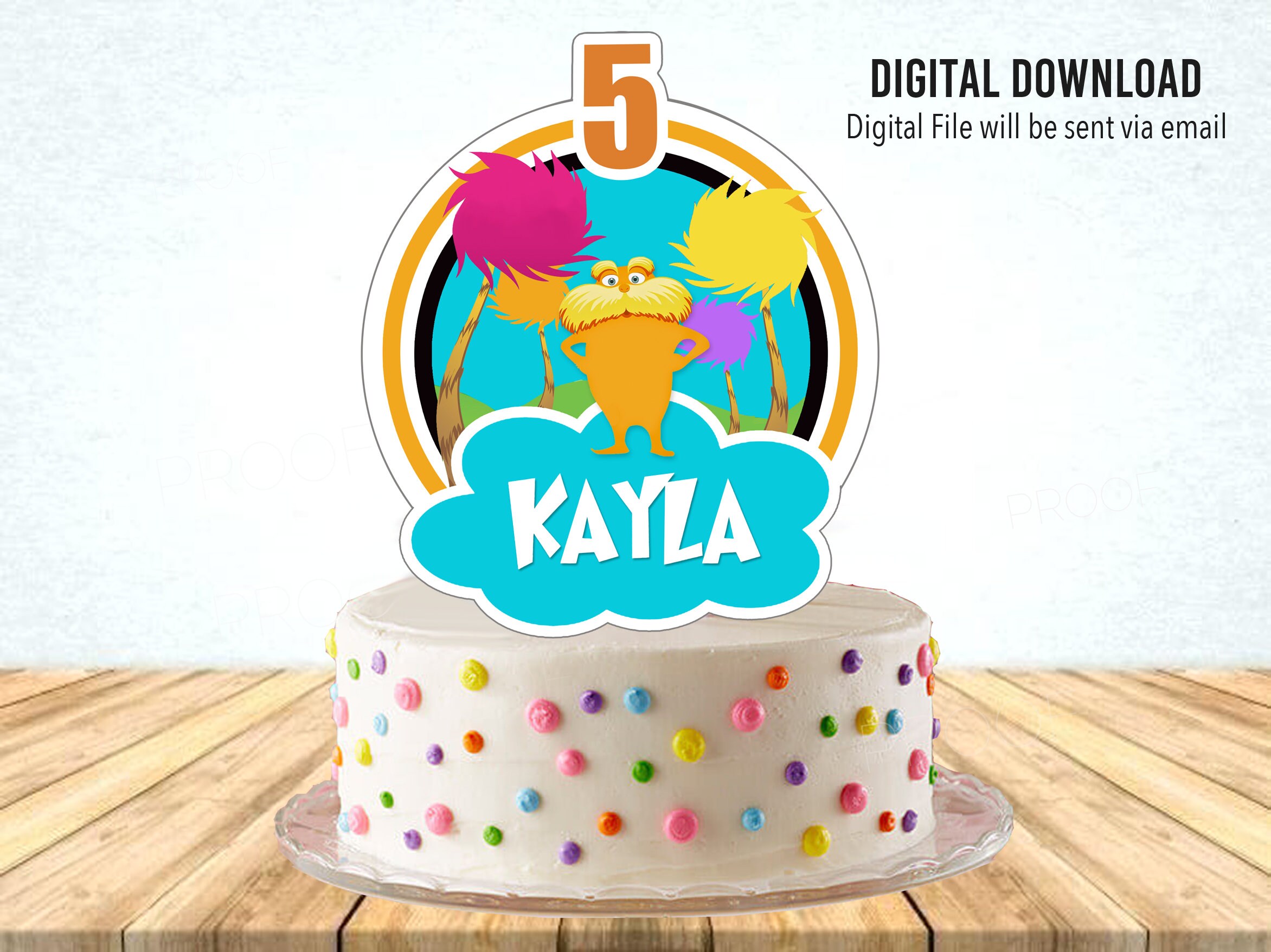 Lorax Printable Birthday Digital Cake Topper - Etsy