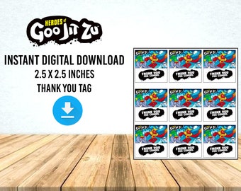 Goo Jit Zu Printable Birthday Digital Thank you Tag