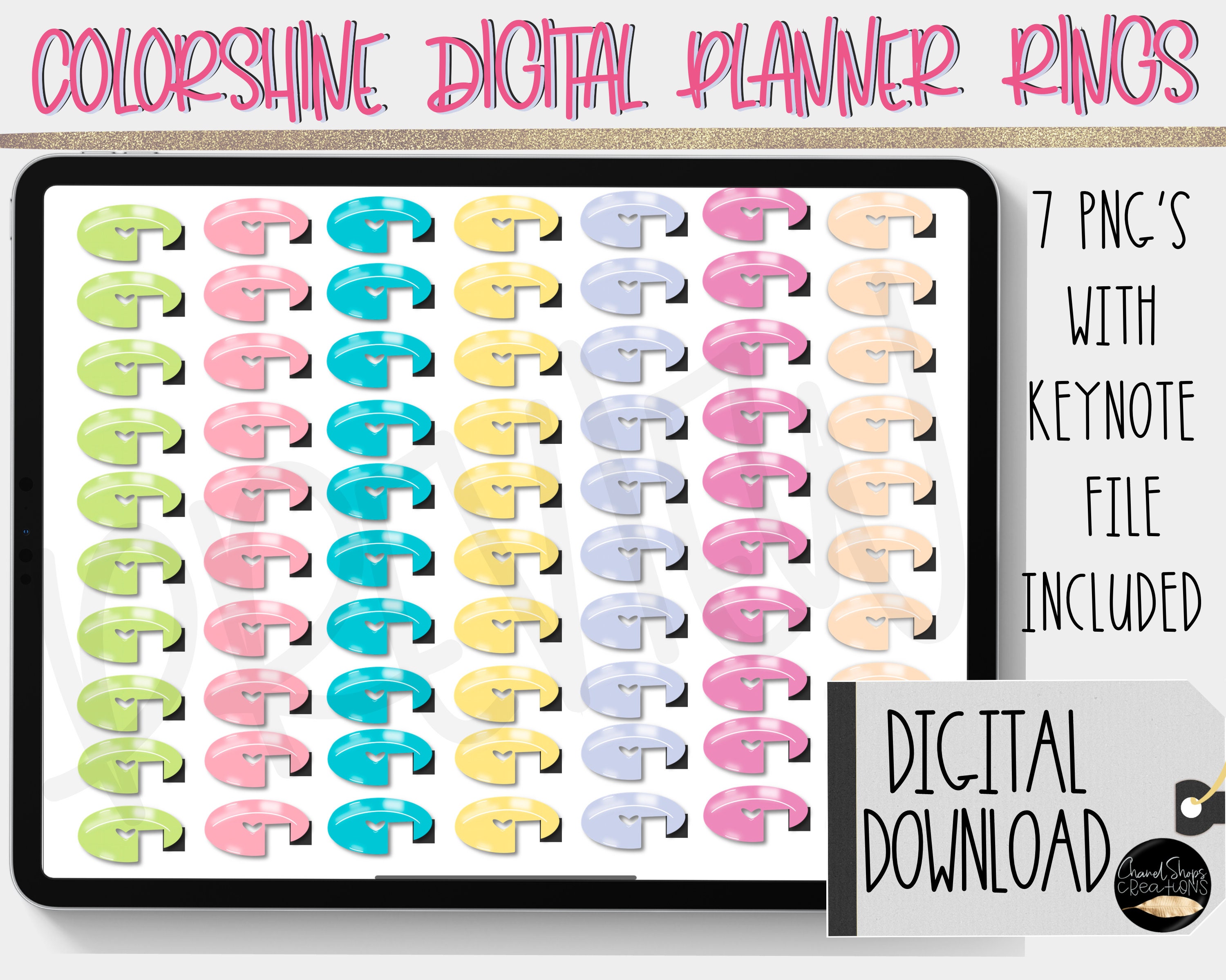 Colorshine digital planner rings planner rings digital Etsy