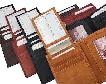 Cowhide Leather Trifold Wallet: RFID Blocking, Removable ID Flap
