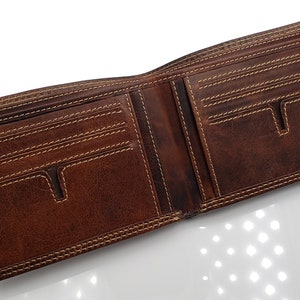 Billeteras AG personalizadas para hombre, billetera minimalista plegable de cuero genuino marrón Vintage hecha a mano para hombre, diseño Simple, tarjetero de estilo delgado