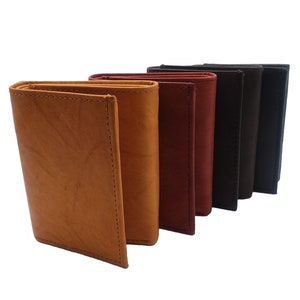 Cartera triple para hombre AG Wallets con solapa central para identificación, bloqueo de señal RFID, cuero de primera calidad, regalo personalizado