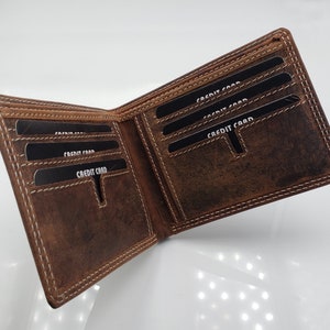 Billeteras AG personalizadas para hombre, billetera minimalista plegable hecha a mano de cuero genuino marrón Hunter para hombre, diseño Simple, tarjetero de estilo delgado