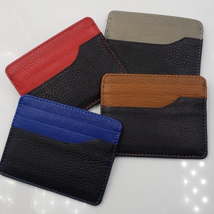 Carteras AG Cartera minimalista de cuero de grano superior multicolor hecha a mano para hombre personalizada para hombre Titular de tarjeta de crédito de estilo delgado de cuero real