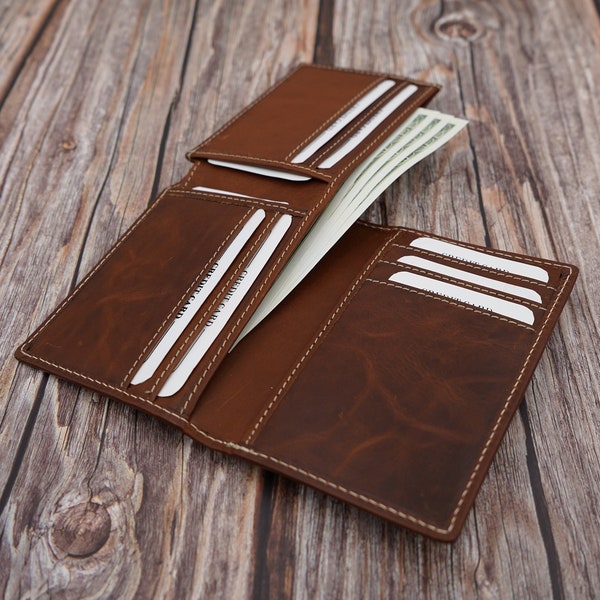 AG Wallets Mens L Shape Distressed Brown Genuine Leather Bifold Minimalist Wallet for Men, Real Leather, Slim Card Holder, Unique Design